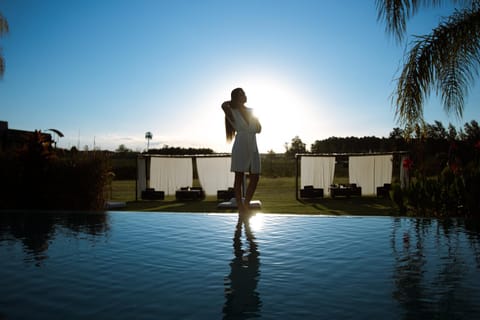 Garden, Swimming pool, Sunset