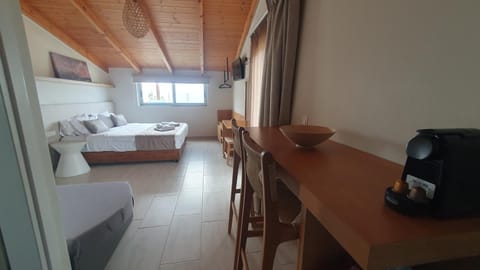 Bed, TV and multimedia, Coffee/tea facilities, Photo of the whole room, Seating area, Dining area, Bedroom, Sea view, kitchen