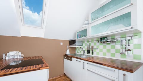 Kitchen or kitchenette, dishwasher, stove