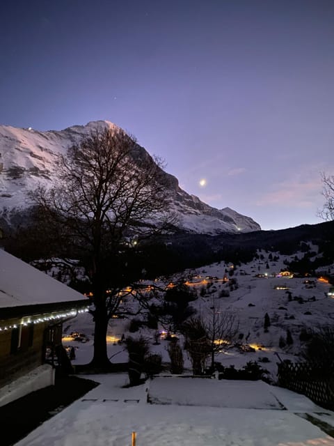 Night, Natural landscape, Winter, Mountain view