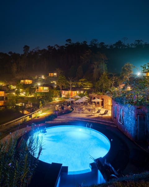 Night, Natural landscape, Pool view, Swimming pool, Swimming pool