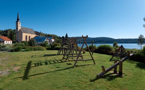 Summer, Children play ground, Garden, Garden view, Lake view