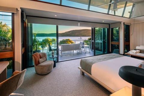 Bed, Bedroom, Sea view, Sunset