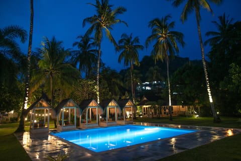 Night, Pool view, Swimming pool