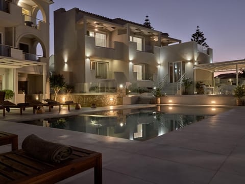 Property building, Night, Swimming pool