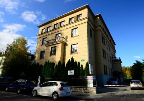 Property building, Facade/entrance, Day, Parking