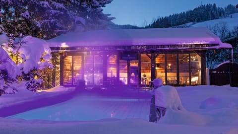 Night, Natural landscape, Winter, Hot Tub, Mountain view, Pool view, Swimming pool