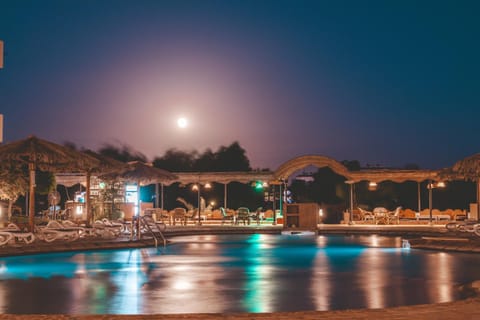 Night, Pool view, Swimming pool