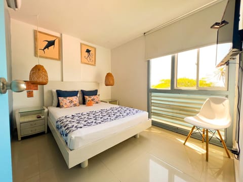 Bed, Bedroom, Sea view