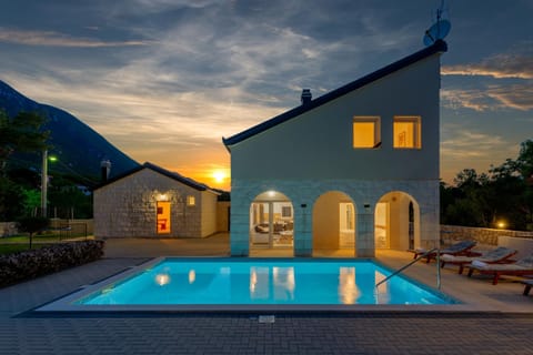 Property building, Swimming pool, Sunset