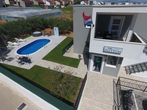 Property building, Facade/entrance, Bird's eye view, Pool view