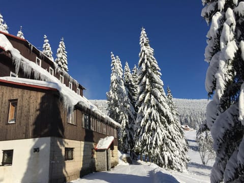 Property building, Facade/entrance, Off site, Day, Neighbourhood, Winter, Landmark view, Mountain view