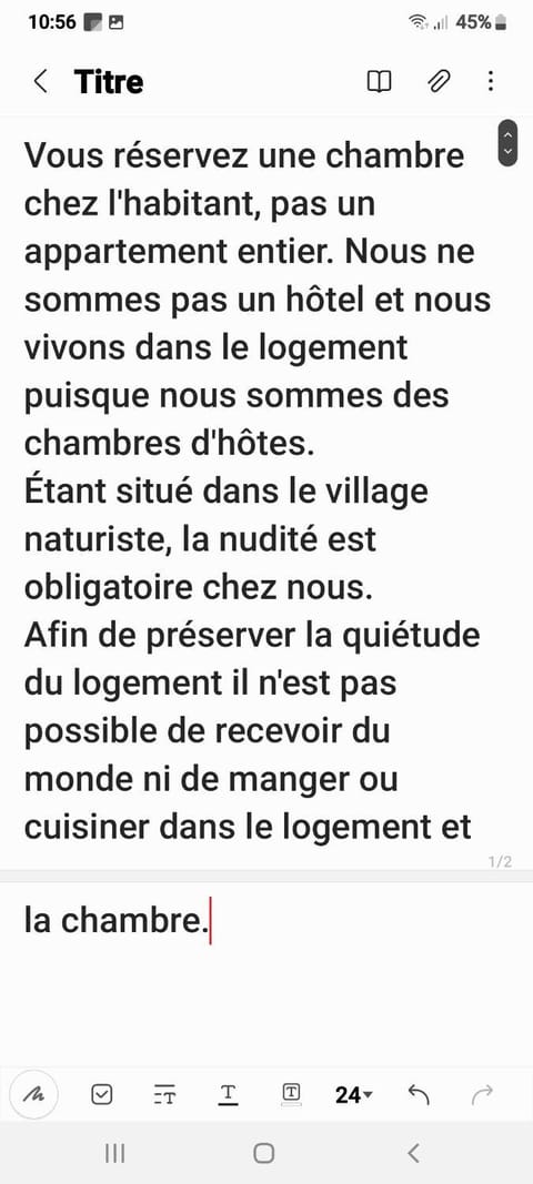 Chambres d'Hotes NATURISTE, Village Naturiste Cap d'Agde, Draps, Serviette, Café, Menage inclus en fin de sejour Bed and Breakfast in Agde