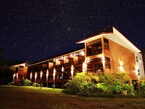 Property building, Night, Garden