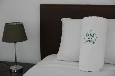 Bed, Property logo or sign