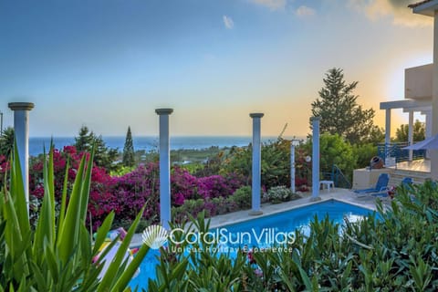 Wonderful quiet area,Complete Privacy,Large Pool, Colorful Garden, jacuzzi/Sauna Villa in Peyia