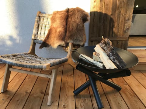 Balcony/Terrace, Seating area, Autumn, Sunset, fireplace