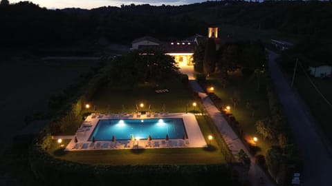 Property building, Night, Swimming pool