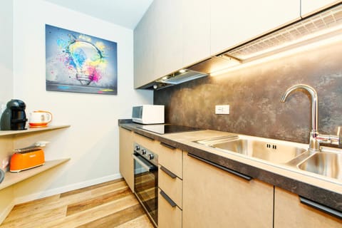 Kitchen or kitchenette, heating, oven, stove, air conditioner