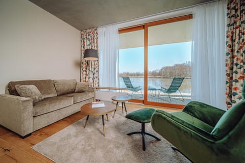 Natural landscape, Living room, Seating area, Lake view