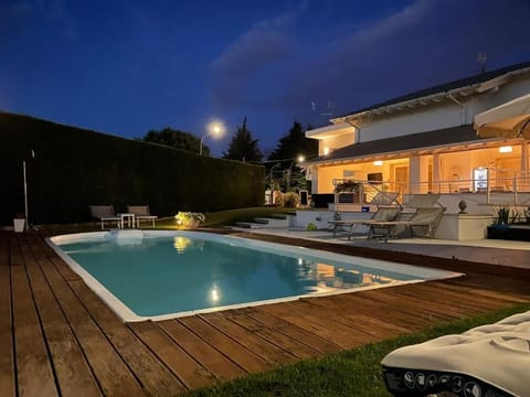 Property building, Night, Swimming pool