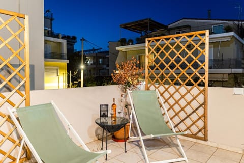 Property building, Patio, Night, Balcony/Terrace, sunbed