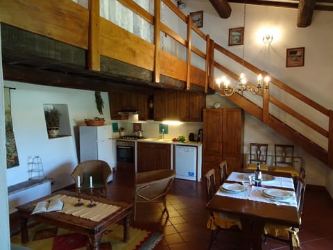 Kitchen or kitchenette, Living room, Seating area, Dining area