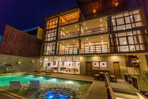 Property building, Night, Pool view, Swimming pool