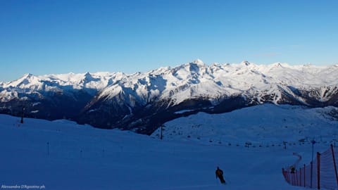 Winter, Skiing, On site, Sunset