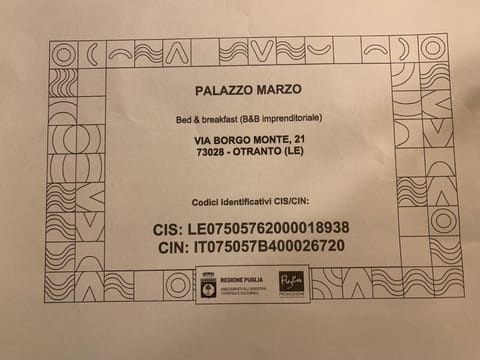 B&B PALAZZO MARZO Übernachtung mit Frühstück in Otranto