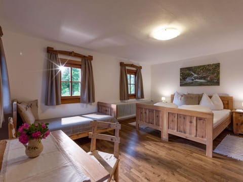 Bed, Seating area, Bedroom