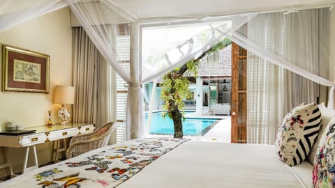 Bed, Photo of the whole room, Seating area, Bedroom, Pool view