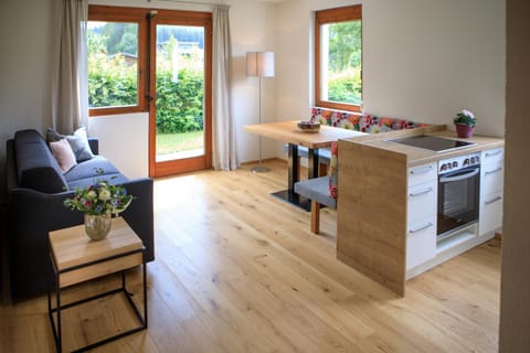 Living room, Dining area, Garden view