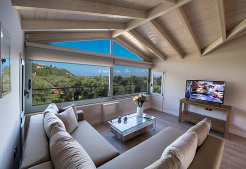 Day, Summer, TV and multimedia, Living room, Seating area, On site, Mountain view