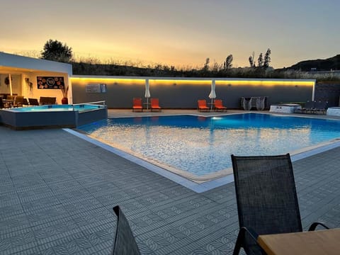 Swimming pool, Sunset, sunbed