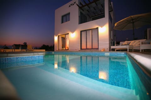 Property building, Night, Summer, On site, Swimming pool