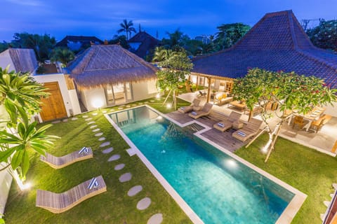 Night, Garden, Pool view, Swimming pool