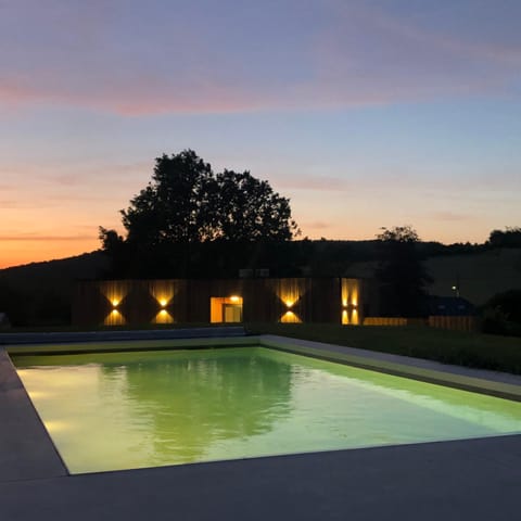 Natural landscape, Pool view, Swimming pool, Sunset