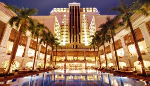 Property building, Night, Pool view, Swimming pool