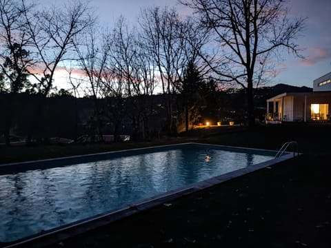 Property building, Night, Natural landscape, Swimming pool