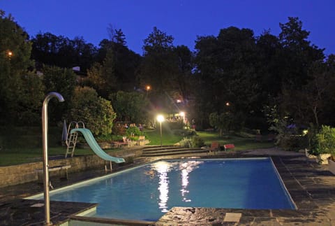 Night, Garden, Swimming pool, Swimming pool