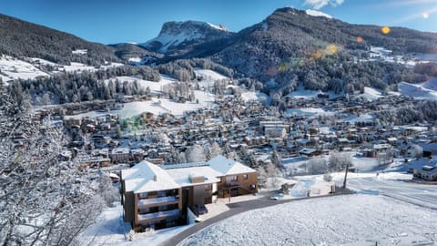 Property building, Nearby landmark, Day, Natural landscape, Bird's eye view, Winter, City view, Mountain view