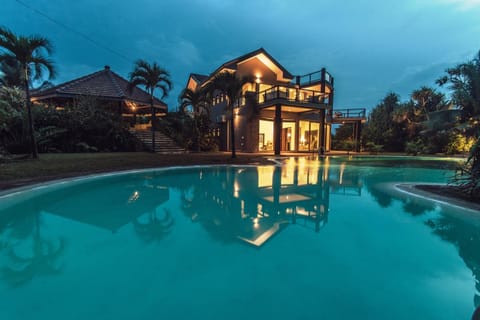 Night, Pool view, Swimming pool