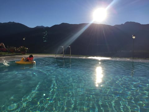 Natural landscape, Mountain view, Pool view, Swimming pool, Sunset, sunbed