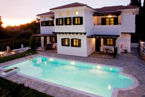 Property building, Swimming pool, Sunset