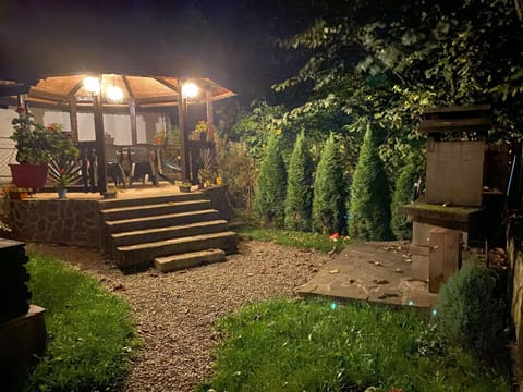 Night, BBQ facilities, Garden, Seating area, Autumn