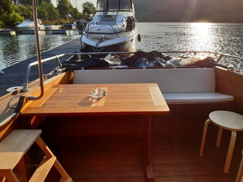 Cafe Sander´s Camping auf der Mosel Docked boat in Koblenz