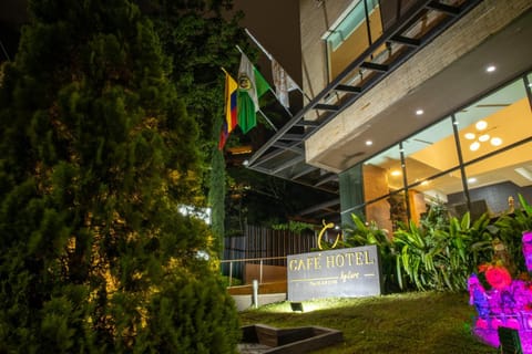 Property building, Night, Garden, Garden view