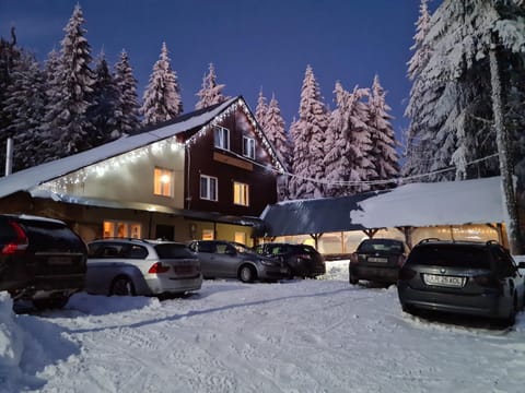 Property building, Night, Natural landscape, Winter, Parking