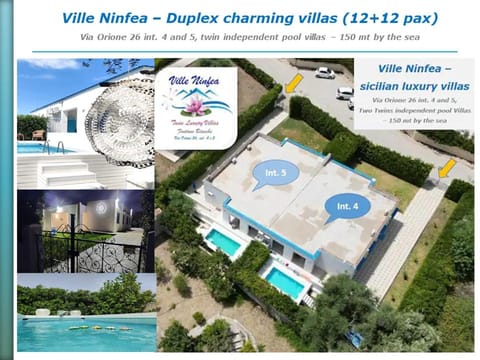 Pool Seaside Relais, deluxe villas up to 90 pax - VILLE Ninfea, Marea, Rosa e Cassiopea House in Fontane Bianche